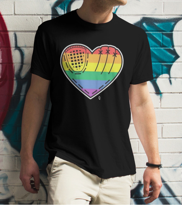 Pride Rainbow Baseball Glove Heart T-Shirt