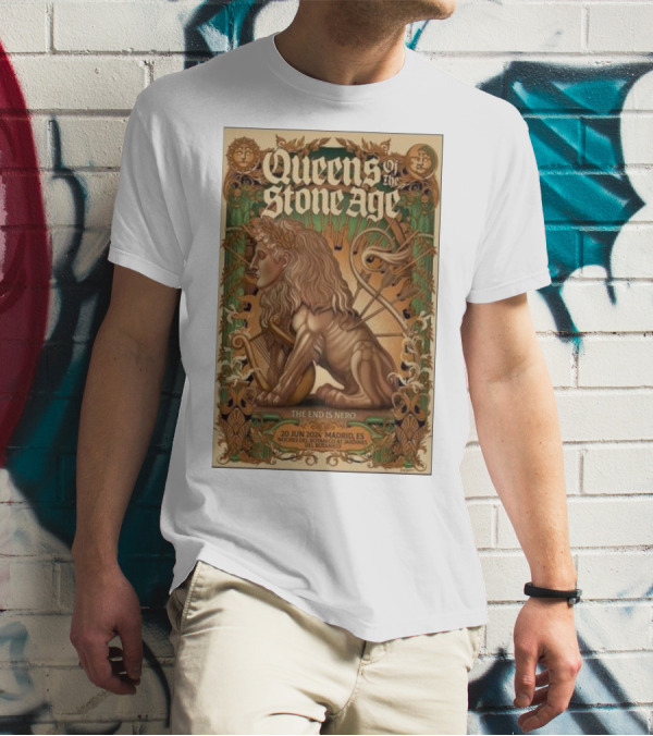 Queens Of The Stone Age The End Is Nero 20 Jun 2024 Madrid ES Real Botanical Garden Concert T-Shirt