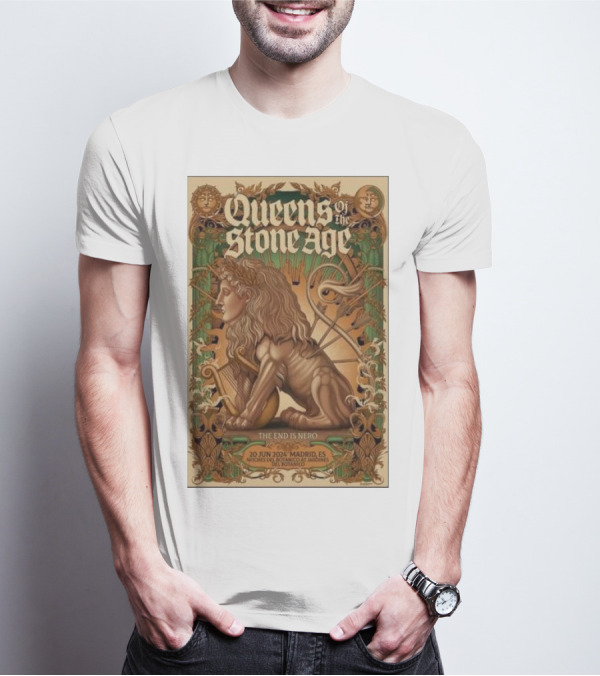 Queens Of The Stone Age The End Is Nero 20 Jun 2024 Madrid ES Real Botanical Garden Concert T-Shirt