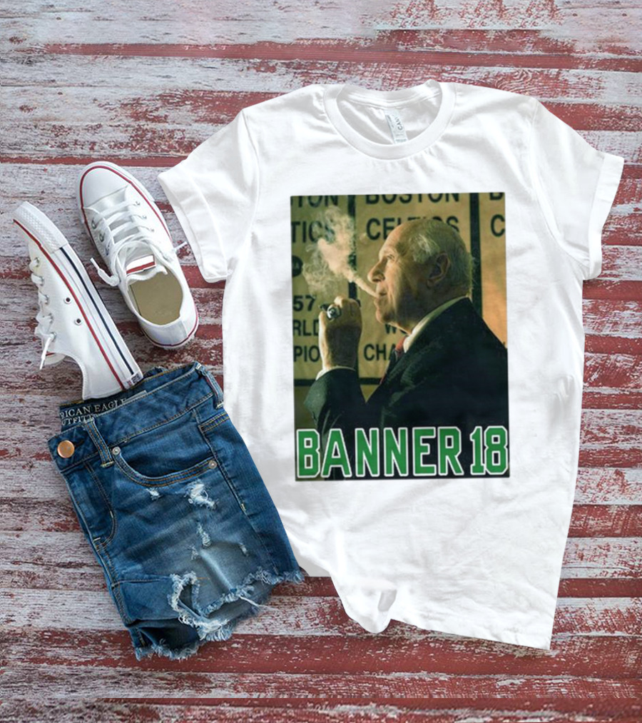 Red Auerbach Boston Celtics Banner 18 Championship T-Shirt