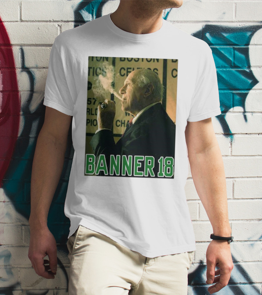 Red Auerbach Boston Celtics Banner 18 Championship T-Shirt