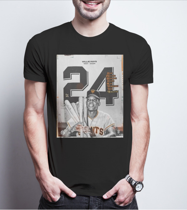 Willie Mays 1931-2024 Giants Legend 24x All-Star MVP Hall Of Fame T-Shirt