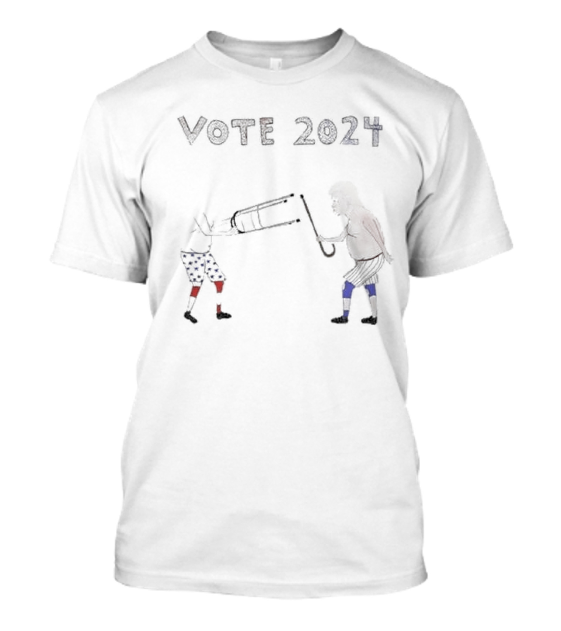 Vote 2024 Biden And Trump Patriotic Showdown With Walker And Cane T-Shirt