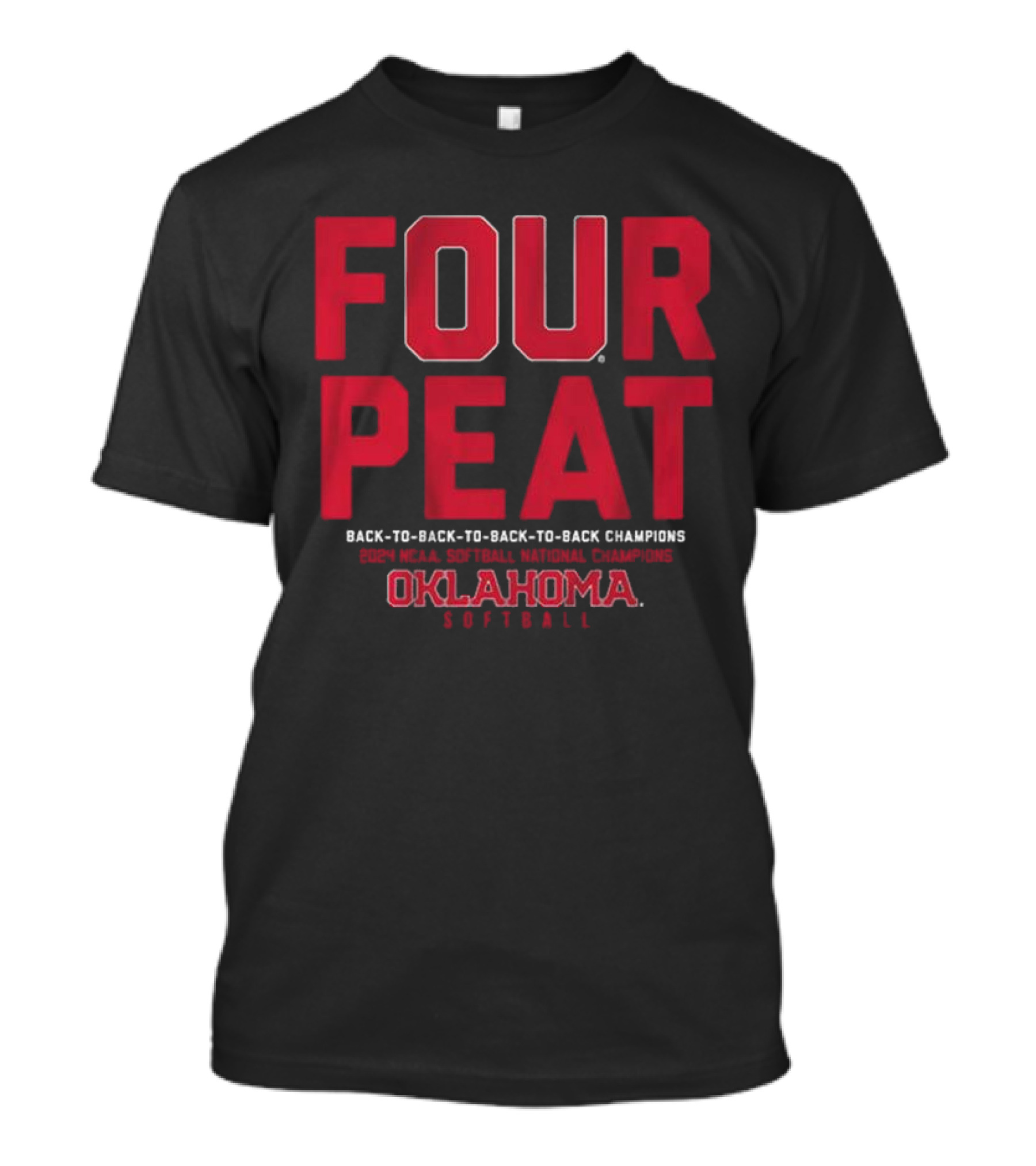 Four Peat Oklahoma Softball 2024 NCAA National Champions Back-to-Back-to-Back-to-Back T-Shirt