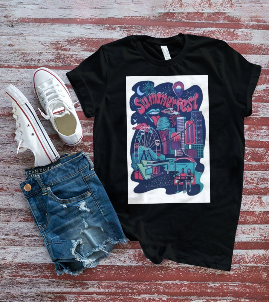 Summerfest Milwaukee Wisconsin July 4-6 2024 Ferris Wheel Skyline Balloon T-Shirt