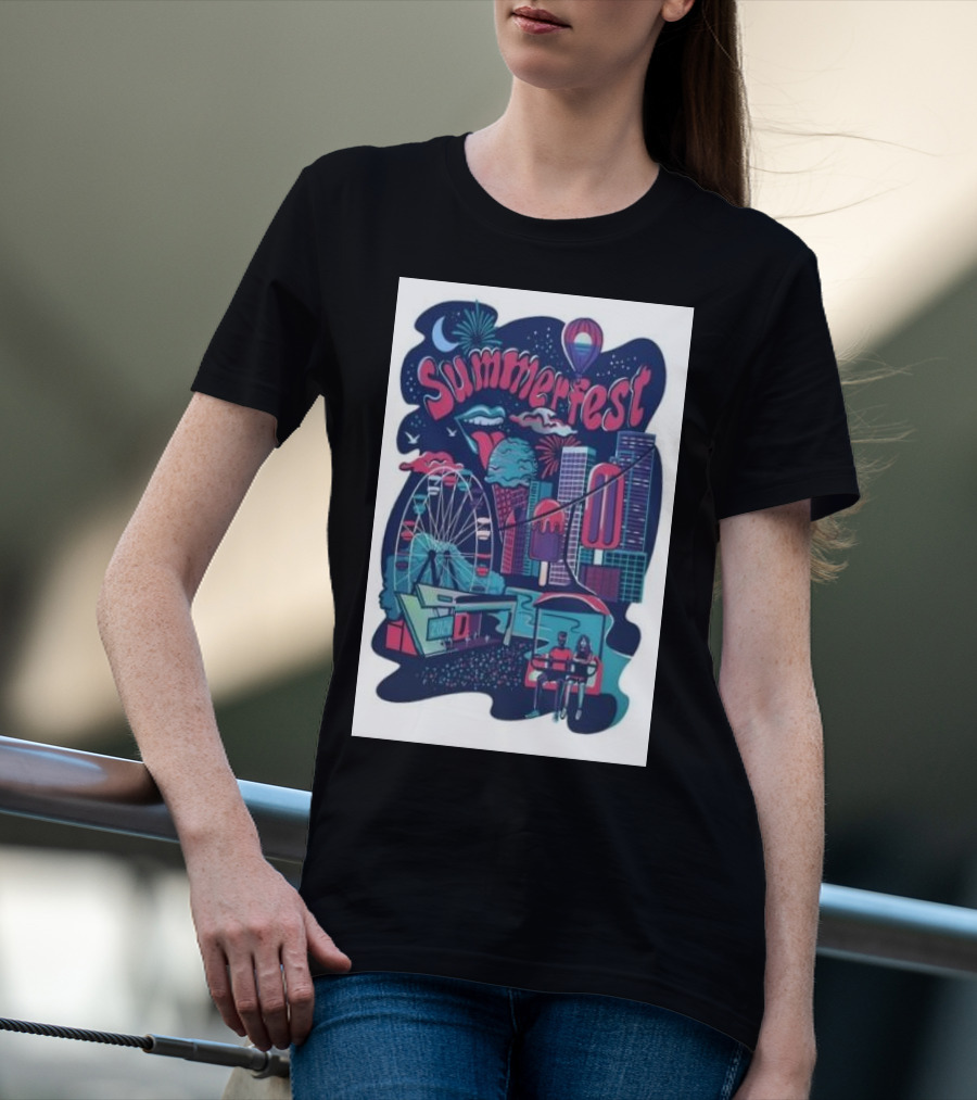 Summerfest Milwaukee Wisconsin July 4-6 2024 Ferris Wheel Skyline Balloon T-Shirt