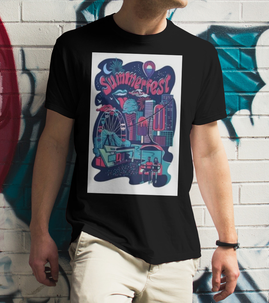 Summerfest Milwaukee Wisconsin July 4-6 2024 Ferris Wheel Skyline Balloon T-Shirt