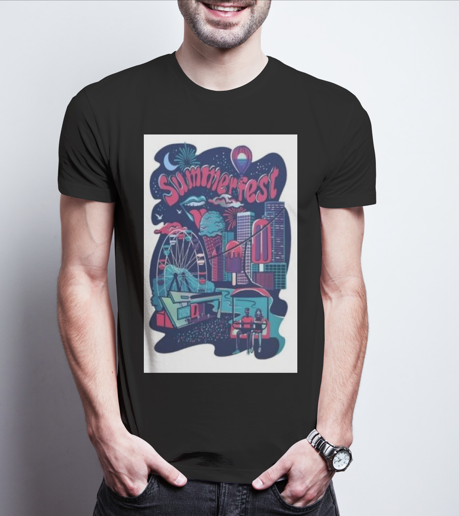 Summerfest Milwaukee Wisconsin July 4-6 2024 Ferris Wheel Skyline Balloon T-Shirt