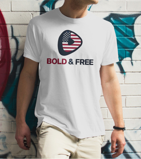 Rick Racela Bold And Free USA Flag Guitar Pick T-Shirt