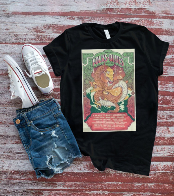 Binic Folks Blues Festival 2024 Dragon Artwork With A Place To Bury Strangers And More July 26-28 T-Shirt