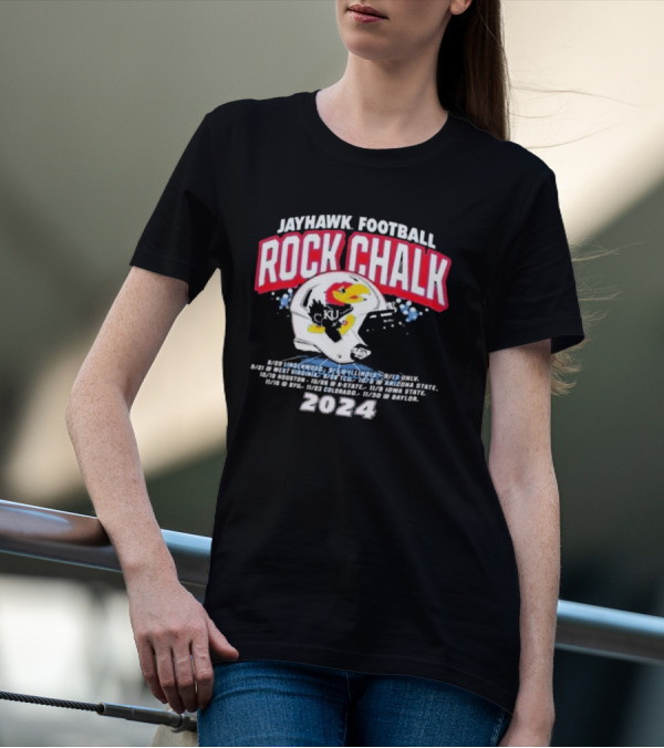 Jayhawk Football Rock Chalk 2024 Helmet Schedule Kansas T-Shirt