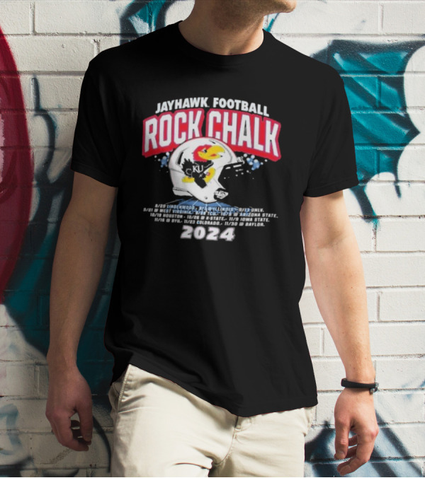 Jayhawk Football Rock Chalk 2024 Helmet Schedule Kansas T-Shirt