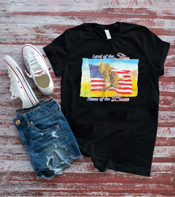 Land Of The Free Home Of The Brave United States Flag Eagle Image T-Shirt