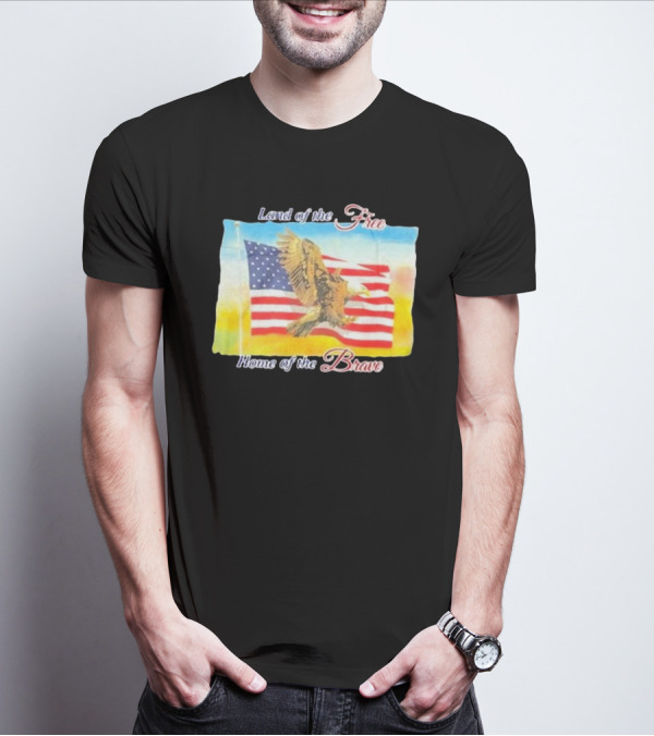 Land Of The Free Home Of The Brave United States Flag Eagle Image T-Shirt