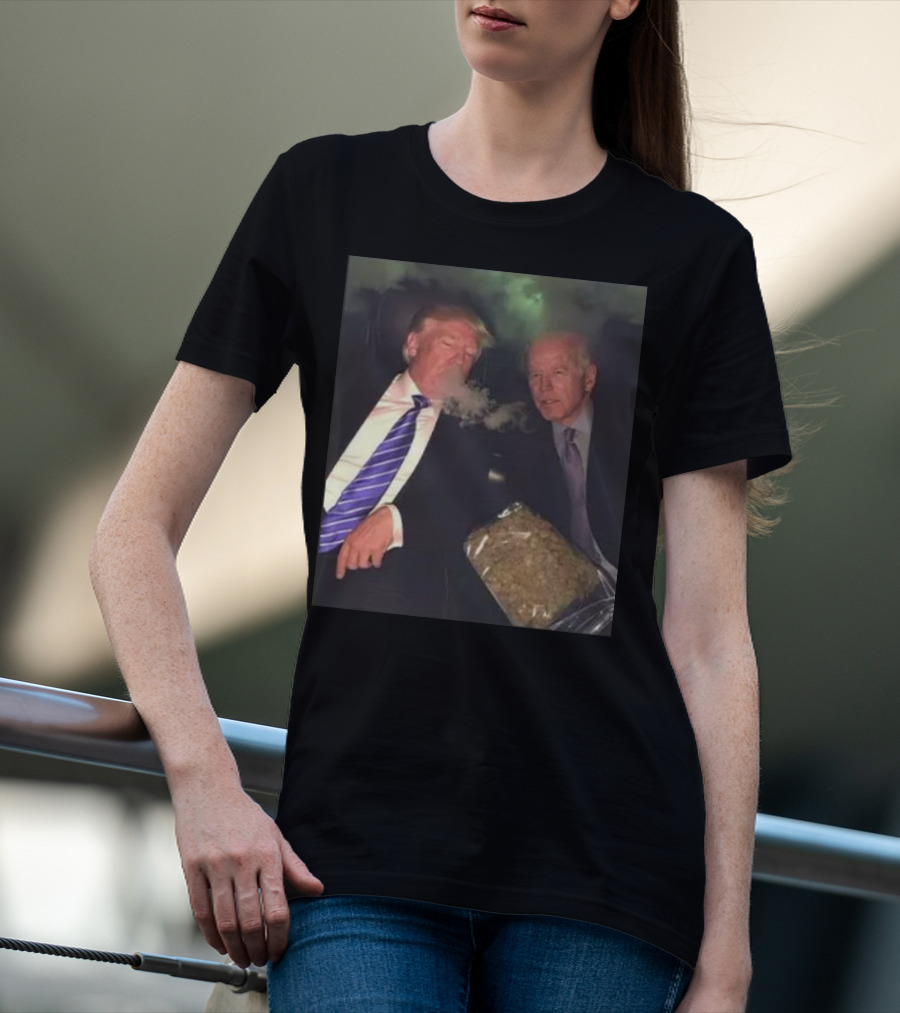Trump Biden Smoking Weed Cloud Chair T-Shirt