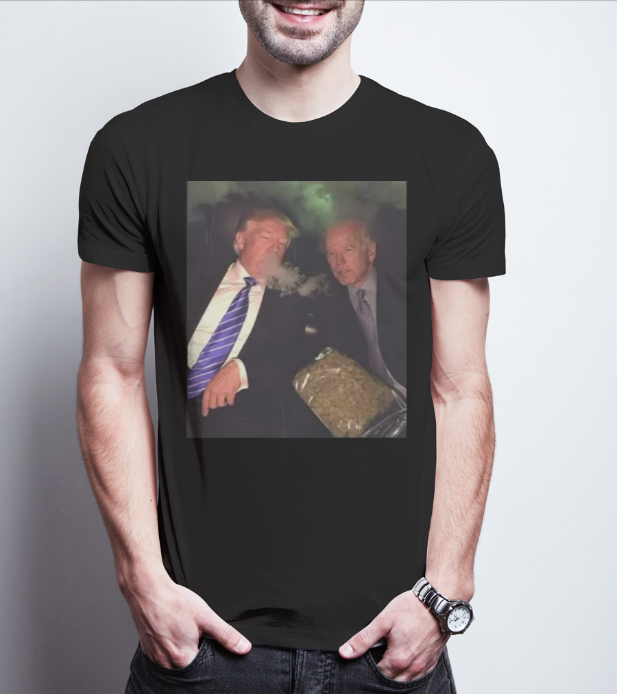 Trump Biden Smoking Weed Cloud Chair T-Shirt