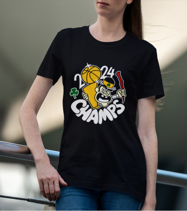 Boston 2024 Champs Leprechaun Basketball Trophy T-Shirt