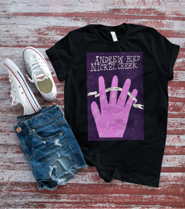 Andrew Bird Nickel Creek Up Up And Away 2024 Tour Hand T-Shirt