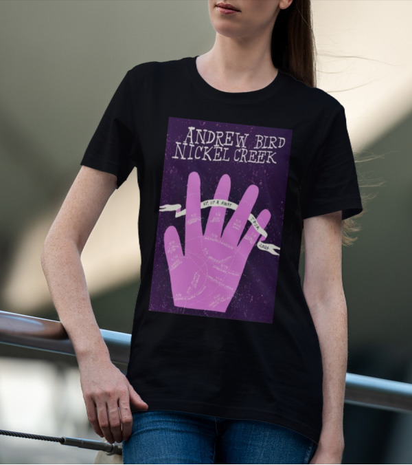 Andrew Bird Nickel Creek Up Up And Away 2024 Tour Hand T-Shirt