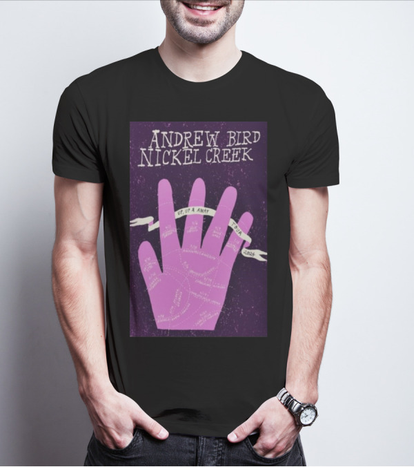 Andrew Bird Nickel Creek Up Up And Away 2024 Tour Hand T-Shirt