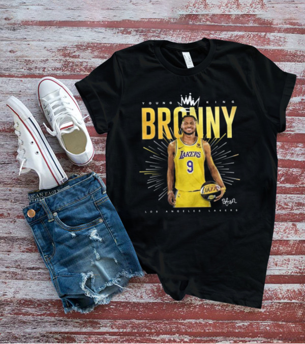 Young King Bronny James Los Angeles Lakers 9 Signature T-Shirt