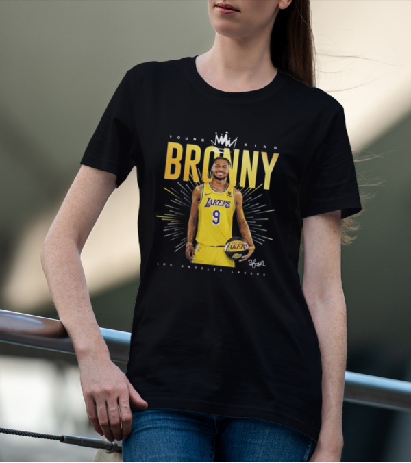 Young King Bronny James Los Angeles Lakers 9 Signature T-Shirt
