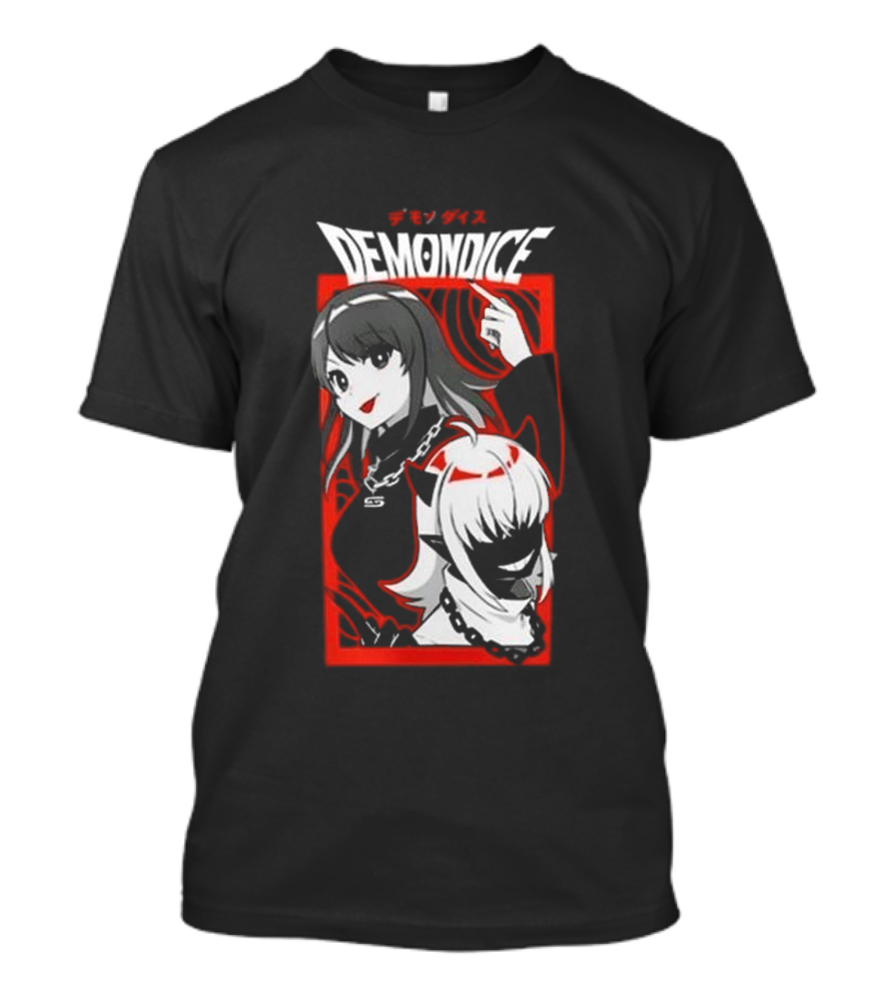 Gamer Supps Demondice Anime Style Characters In Bold Red And Black T-Shirt