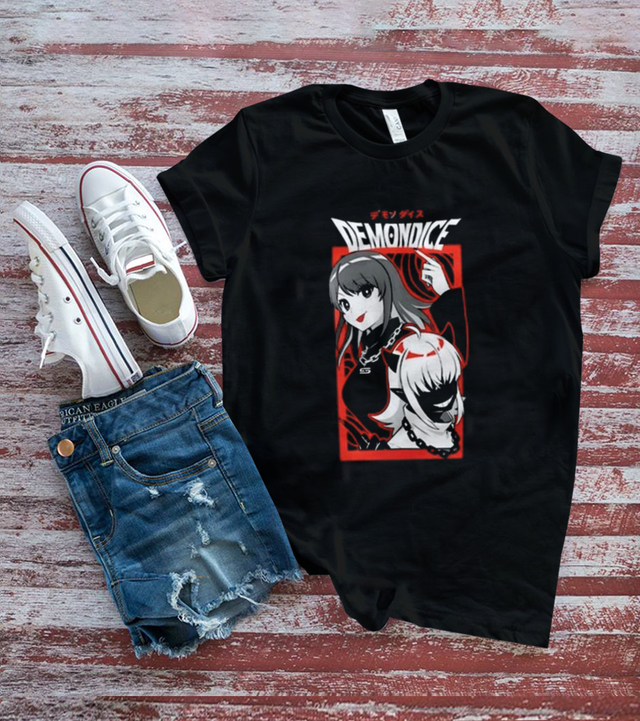 Gamer Supps Demondice Anime Style Characters In Bold Red And Black T-Shirt