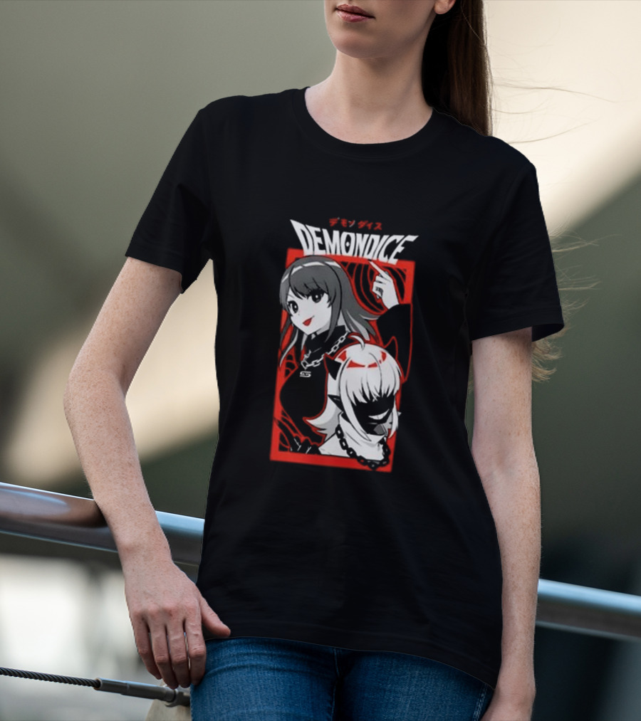 Gamer Supps Demondice Anime Style Characters In Bold Red And Black T-Shirt