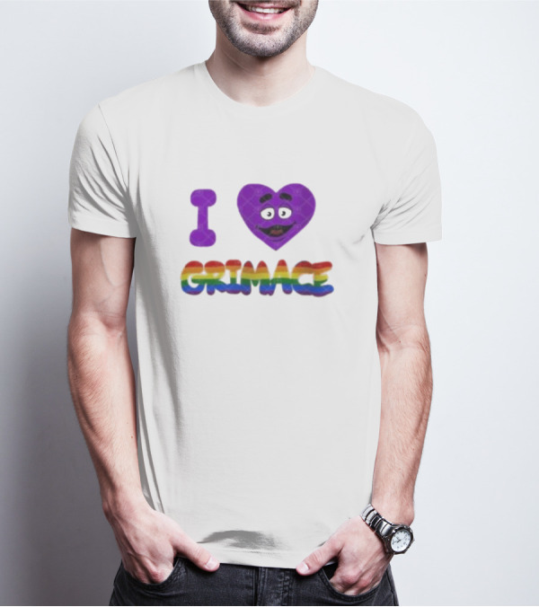 I Love Grimace Pride 2024 Rainbow Theme Grimace Face T-Shirt