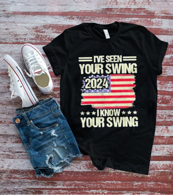 I've Seen Your Swing 2024 I Know Your Swing Golf Vintage American Flag T-Shirt