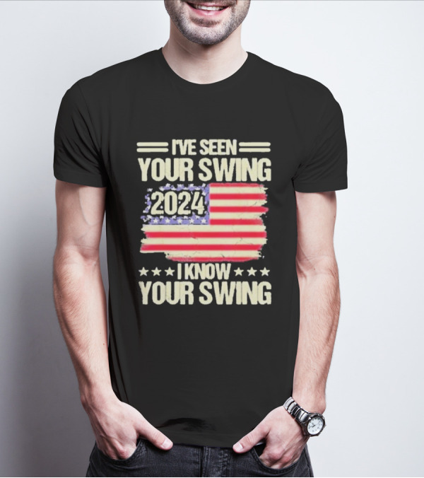 I've Seen Your Swing 2024 I Know Your Swing Golf Vintage American Flag T-Shirt