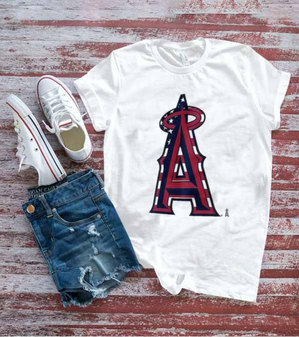 Los Angeles Angels Red Blue Stars And Stripes Logo 4th Of July T-Shirt