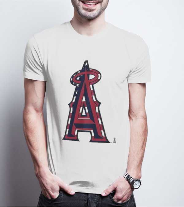 Los Angeles Angels Red Blue Stars And Stripes Logo 4th Of July T-Shirt