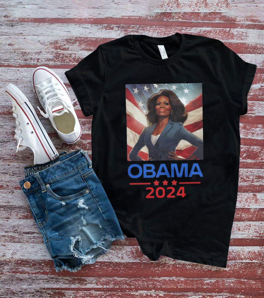 Obama 2024 American Flag Background Patriotic T-Shirt