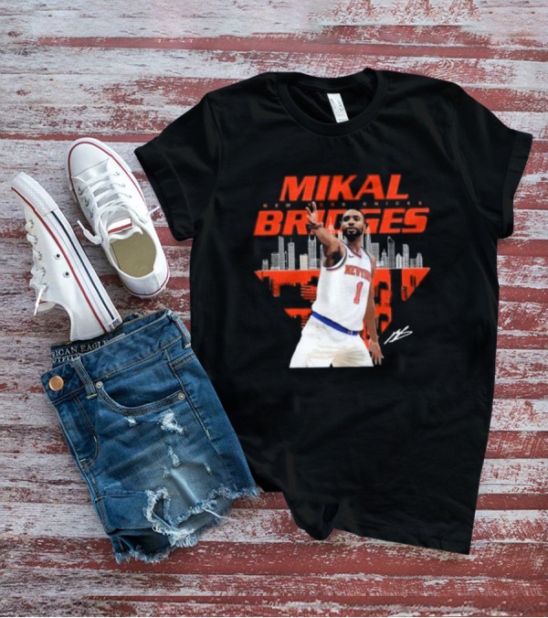 Mikal Bridges New York Knicks Skyline Signature Number 1 T-Shirt