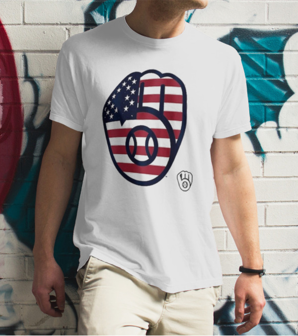Milwaukee Brewers American Flag Themed 4th Of July T-Shirt