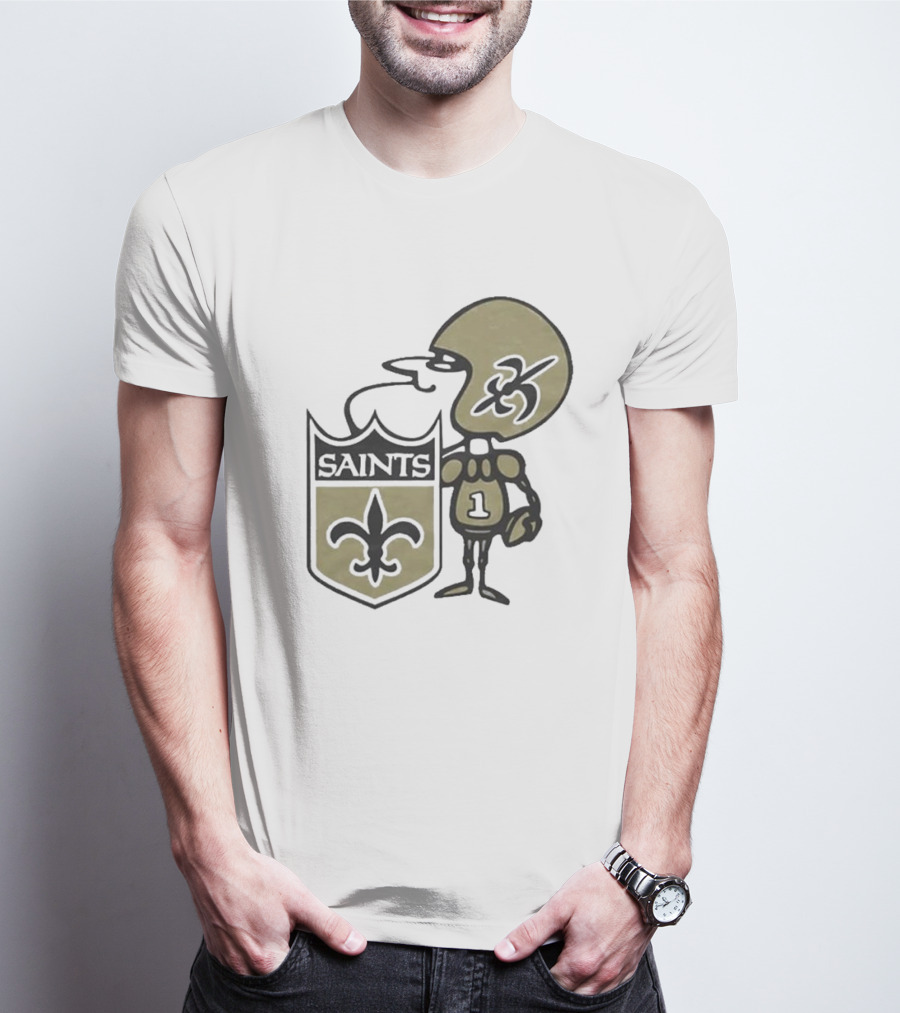 New Orleans Saints Alt Logo 1967 Cartoon Character Football Crest T-Shirt