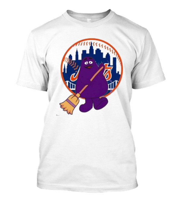 New York Mets Grimace Character Broom Sweep LFGM T-Shirt
