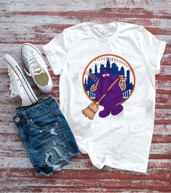New York Mets Grimace Character Broom Sweep LFGM T-Shirt