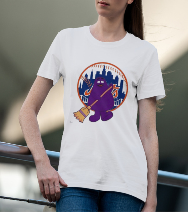 New York Mets Grimace Character Broom Sweep LFGM T-Shirt