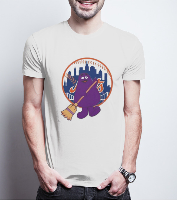 New York Mets Grimace Character Broom Sweep LFGM T-Shirt