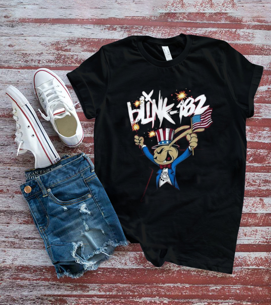Blink-182 Independence Day 2024 Uncle Sam Rabbit Fireworks American Flag T-Shirt
