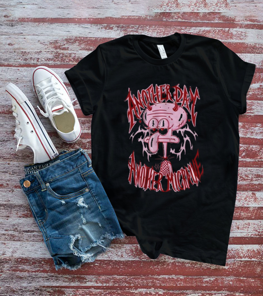 Lovecore Squidward Another Day Another Migraine Devil Horns Aesthetic T-Shirt