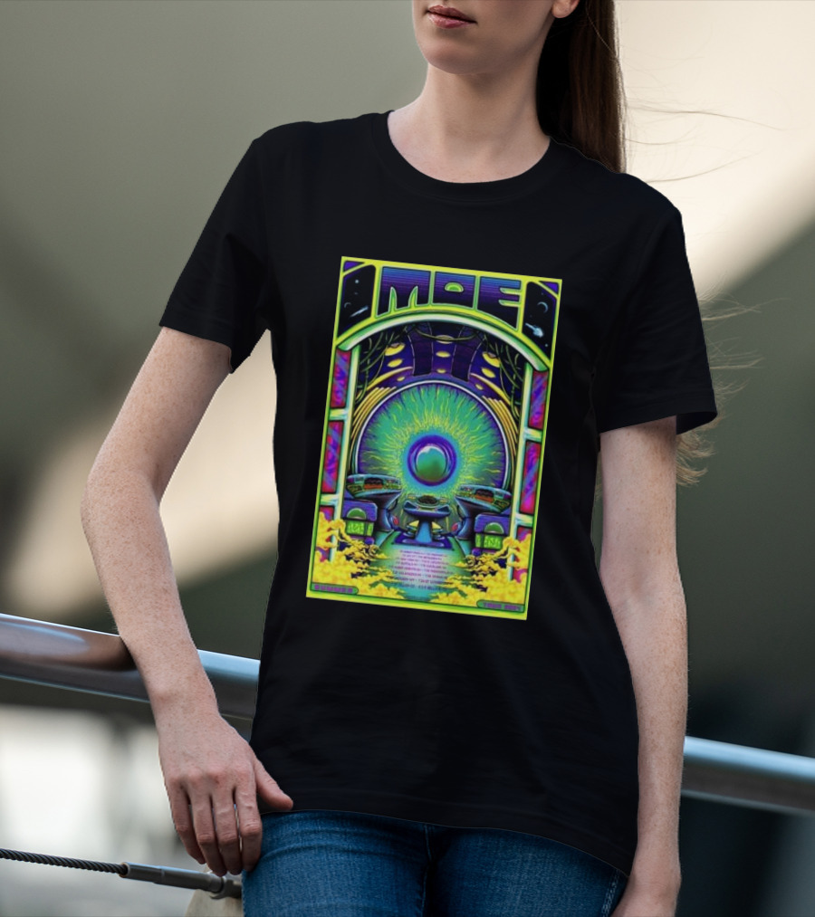 Moe Band Summer Show 2024 Psychedelic Tour Poster With Cosmic Neon Vibes T-Shirt
