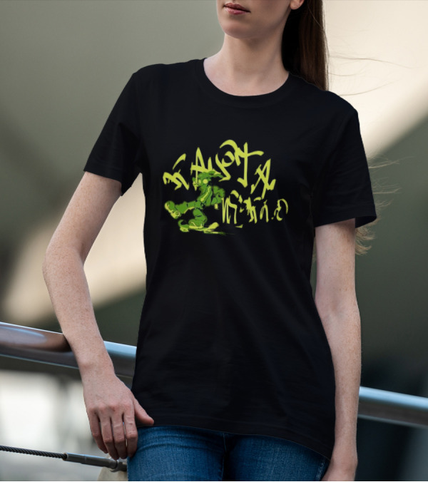Everpress Gum Studio Rasta World Graffiti Robot Skateboarding Neon Green T-Shirt