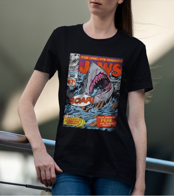 Fright-Rags Jaws The Revenge Comic Cover Shark Roar Adventure T-Shirt