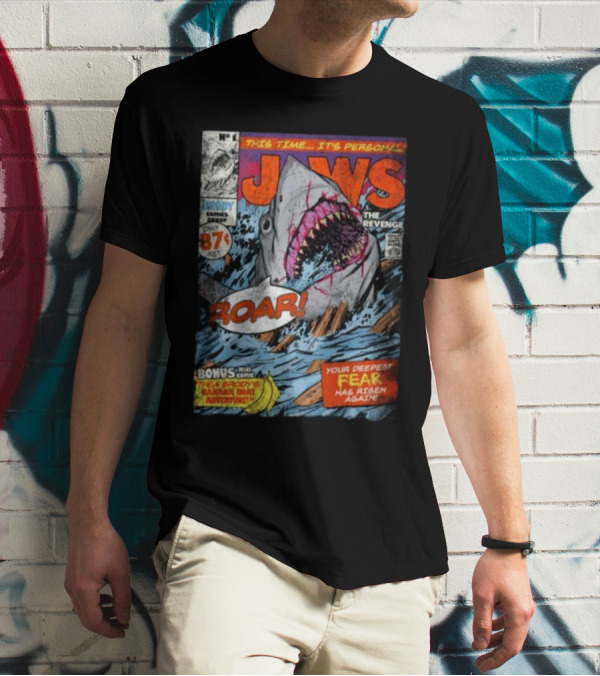 Fright-Rags Jaws The Revenge Comic Cover Shark Roar Adventure T-Shirt