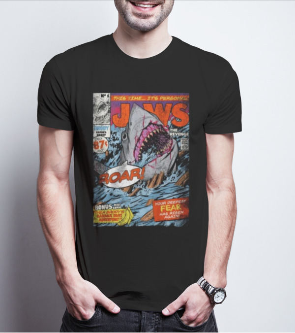 Fright-Rags Jaws The Revenge Comic Cover Shark Roar Adventure T-Shirt