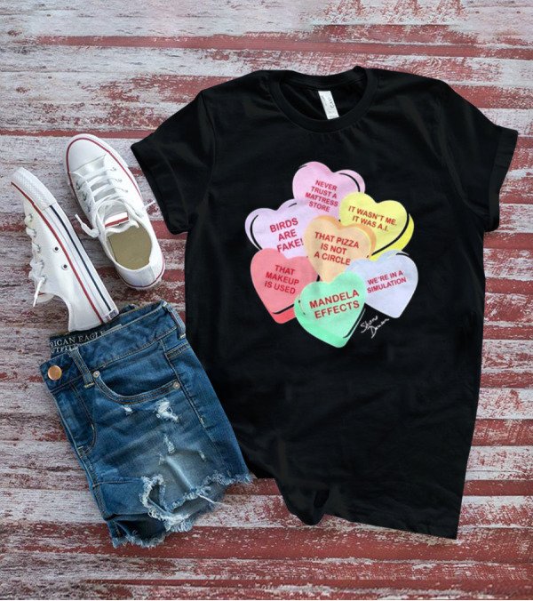 Shane Dawson Conspiracy Hearts Birds Are Fake Mandela Effects Simulation Pizza AI T-Shirt